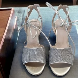 Guess Silver Lace Up Heels size 7M